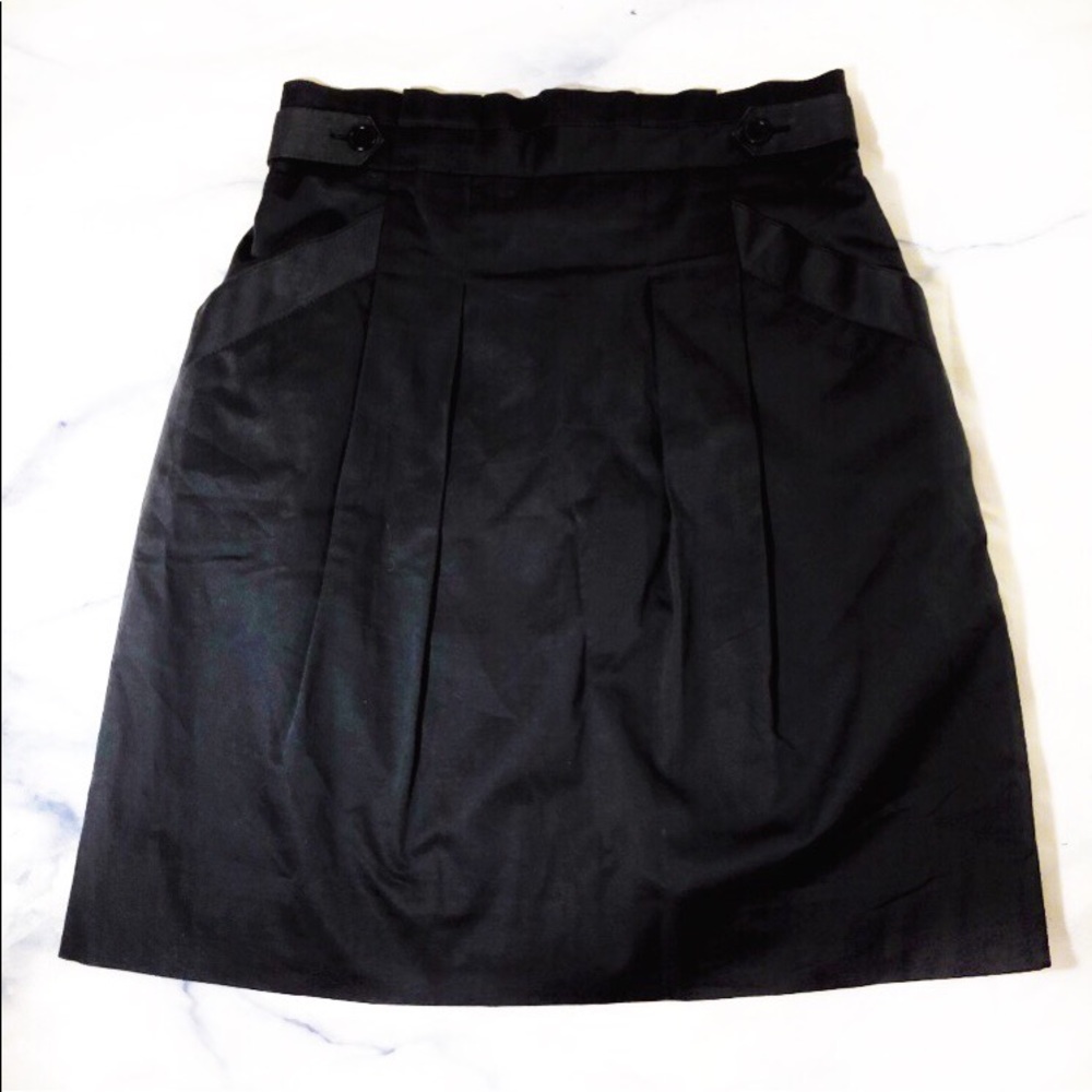 BCBGMaxAzria Black Pleated Shana Pencil Skirt